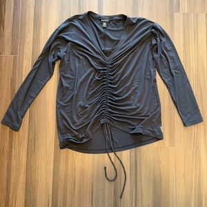 Athleta Black Ruched Long Sleeve Top
